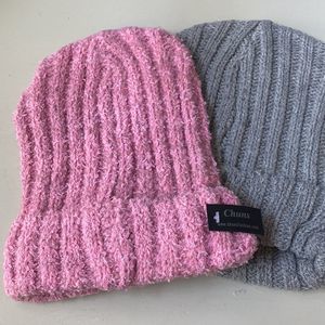 3 pack knit cap pink and grey